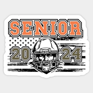 Senior 2024 Football player Student Gift Us Flag Sticker